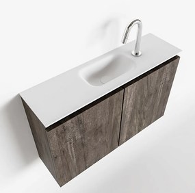 Mondiaz Ture 80cm toiletmeubel dark brown met wastafel talc midden 1 kraangat