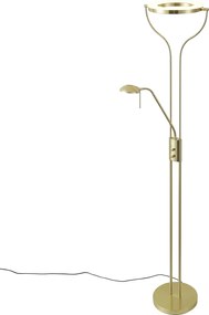 Moderne vloerlamp goud met leesarm incl. LED en dimmer - Divo