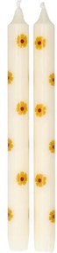 Dinerkaars, gele bloemen, 25 cm, set van 2