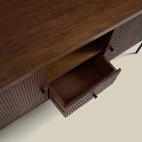 Tv-meubel 160 Cm Ribbel Hout Bruin - 160x40x50cm.