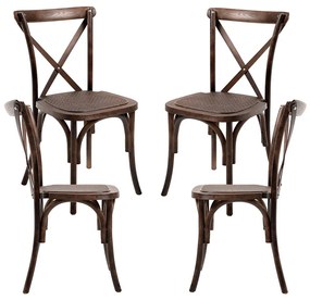 Set Van 4 Altea Polypropyleen Stoelen Met Rattan Houteffect