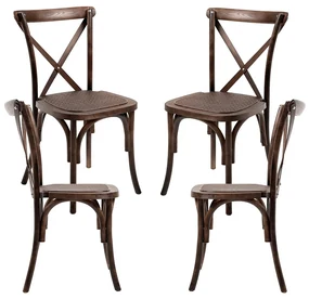 Set Van 4 Altea Polypropyleen Stoelen Met Rattan Houteffect