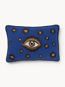Handgeborduurde Katoenen kussenhoes Eye