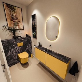 MONDIAZ TURE-DLUX 120cm toiletmeubel Ocher. EDEN wastafel Lava positie midden. Zonder kraangat. TUREDX120OCHM0LAV