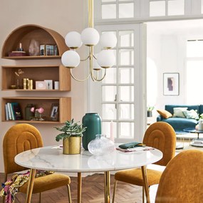 Hanglamp in messing en opaline glas, Moricio