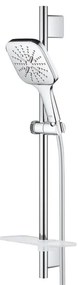 GROHE Rainshower Smartactive 130 Cube Glijstangset - 60cm - vierkante handdouche - 3 straalsoorten - gladde doucheslang - met zeepschaal - chroom 26584000