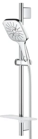 GROHE Rainshower Smartactive 130 Cube Glijstangset - 60cm - vierkante handdouche - 3 straalsoorten - gladde doucheslang - met zeepschaal - chroom 26584000