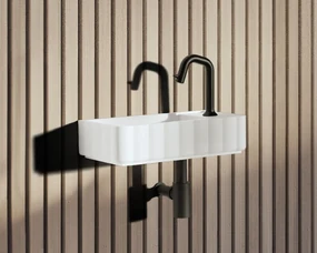 Riho Catching Waves fontein solid surface met kraangat rechts wit mat