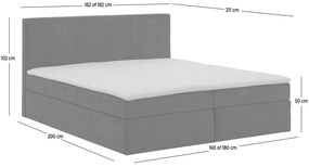Goossens Basic Boxspring Compleet Rud, Vlak 160 x 200 cm (=2x 80 x 200 cm) met hoofdbord, 2 x matras, 1 x topper