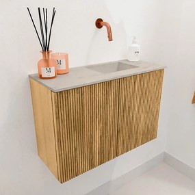 Mondiaz Joya DLux 60cm toiletmeubel oak met wastafel faye rechts zonder kraangat opalo