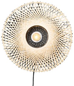 Oosterse wandlamp bamboe 35 cm met stekker - Rina
