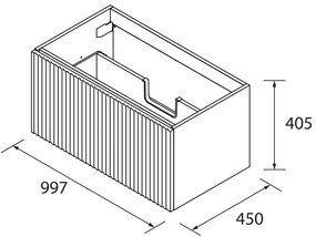 Muebles Costa badmeubel ribbelfront 100cm zwart mat met zwart toppaneel en waskom