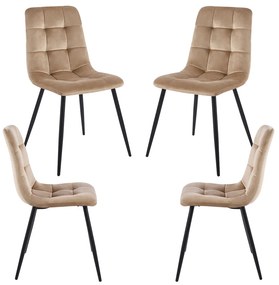 Set 4 Stoelen Stuhl Fluweel