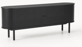 XL-dressoir Calary met geribde voorzijde in zwart