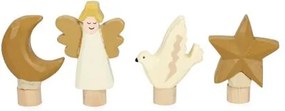 Stekers voor jaarring, hout, kerst, set van 4