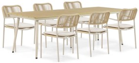 Tuinset 6 personen 240 cm Aluminium/rope Taupe Coco Penya/Matale