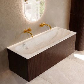 Mondiaz Kurve-dlux 120cm badmeubel ruby met 1 lade en wastafel big large midden zonder kraangat opalo