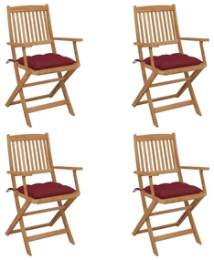 vidaXL Tuinstoelen 4 st inklapbaar met kussens massief acaciahout