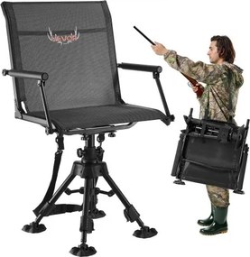 VEVOR Opvouwbare stoel Kampeerstoel Visstoel met armleuningen &amp; stalen frame &amp; verstelbare poten Opvouwbare stoel Tuinstoel (draagvermogen 158 kg) 360° Stil draaibaar, voor picknick Tuin Buiten Vissen