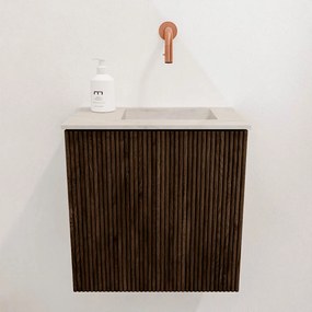 Mondiaz Joya DLux 40cm toiletmeubel walnut met wastafel faye rechts zonder kraangat ostra