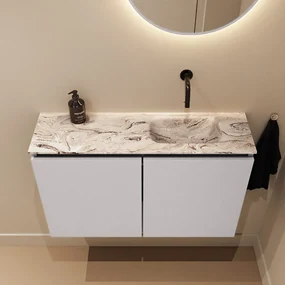 Mondiaz Ture DLux toiletmeubel 80cm cale met wastafel glace rechts zonder kraangat