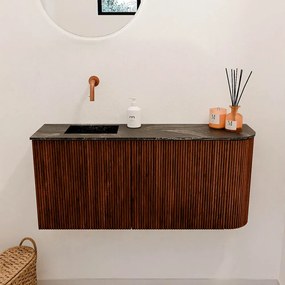 Mondiaz Joya DLux 90cm toiletmeubel ronding rechts ruby met wastafel faye links zonder kraangat lava
