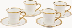 Porseleinen koffiekopjes met schoteltjes Golden, 8-delig