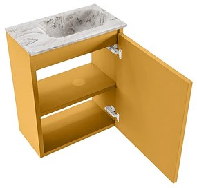 Mondiaz Ture DLux toiletmeubel 40cm ocher met wastafel glace rechts met kraangat