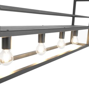 Eettafel / Eetkamer Hanglamp zwart met rek 4-lichts - Cage Rack Modern E27 Binnenverlichting Lamp