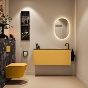 Mondiaz Ture DLux toiletmeubel 120cm ocher met wastafel lava rechts met kraangat