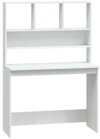 vidaXL Bureau met schappen 102x45x148 cm bewerkt hout wit
