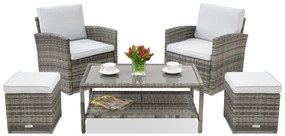 Monaco Terras tuinmeubelen + 2 Garden Point poefs grijs