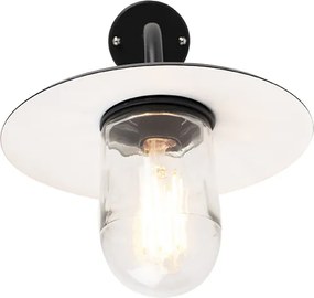 Buitenwandlamp zwart met glas IP44 - Munich