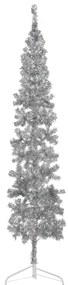 vidaXL Kunstkerstboom half met standaard smal 210 cm zilverkleurig