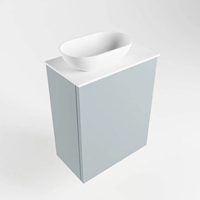 Mondiaz Fowy toiletmeubel 40cm clay met witte waskom links en kraangat