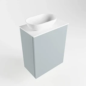 Mondiaz Fowy toiletmeubel 40cm clay met witte waskom links en kraangat