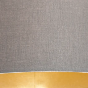 Stoffen Plafondlamp taupe met gouden binnenkant 6-lichts - Multidrum Modern E27 rond Binnenverlichting Lamp