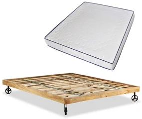 vidaXL Bed met traagschuim matras ruw mangohout 180x200 cm
