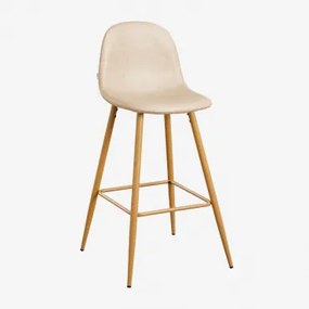 Glamm Hoge Kruk In Kunstleer Beige – Crème & ↑75 Cm & Natuurlijk Hout - Sklum