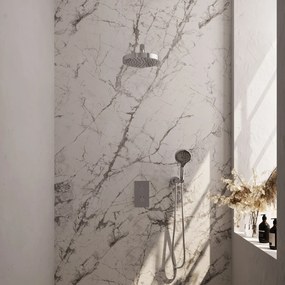 Brauer Stripe inbouw regendouche met 25cm hoofddouche, rechte muurarm en 3 standen handdouche set 16 chroom