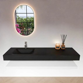 Zaro Alan badmeubel 160cm met planchet talc en vrijhangende wastafel cloud links 1 kraangat urban