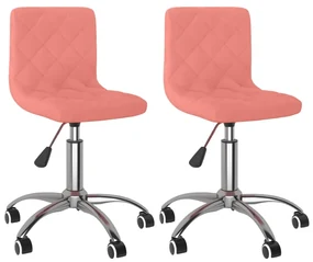 vidaXL Eetkamerstoelen draaibaar 2 st fluweel roze