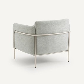 Fauteuil in geextureerde stof en satijn nikkel, Alistair