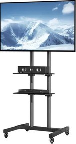 VEVOR TV-standaard met wielen Universeel 1510-1696 mm Hoogteverstelbaar, 100 x 100 mm, 400 x 600 mm Draagvermogen van 59,8 kg Vloerstandaardbasis Mobiele kar TV-standaard, stabiele beugel TV-tafel