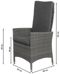 Timber organic grey/Lena 210 cm. tuinset - 7-delig verstelbaar