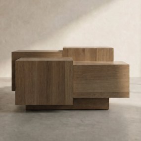 Blokken Salontafel Eiken Bruin 80x80 Cm - 80 X 80cm.