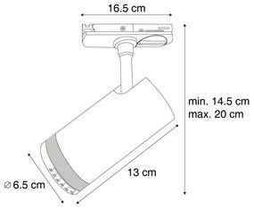 Moderne spot zwart voor railsysteem 1-fase incl. LED draai- en kantelbaar - Iconic Zoom