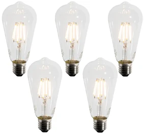 Set van 5 E27 LED lamp met schemerschakelaar / dag-nacht sensor A60 lux sensor 4W 400 lm 2200K