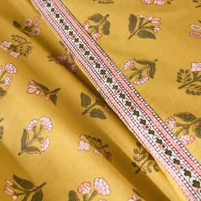 Dekbedovertrek in gewassen katoen, bloemenprint, VANDI OCRE