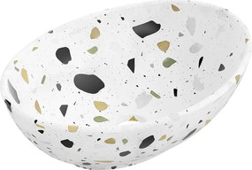 Mexen Elza bladmontage wastafel 40 x 33 cm, witte terrazzo steen - 21014083
